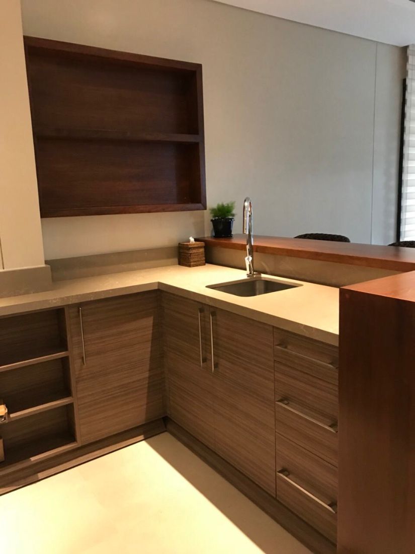 Solid wood counter under construction