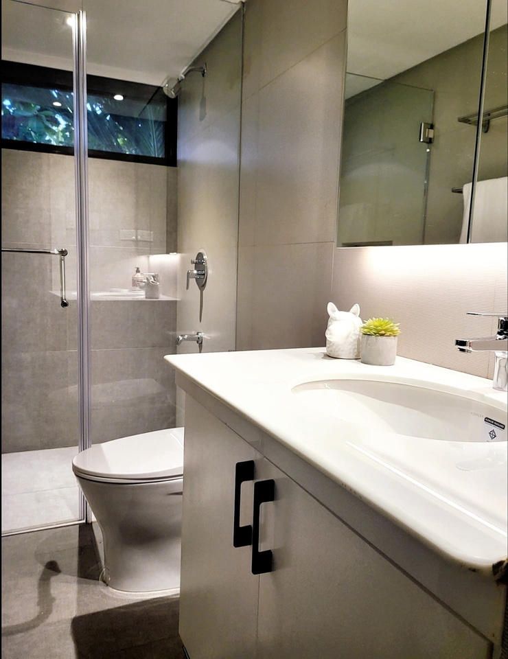Vanity with mirrored cabinet